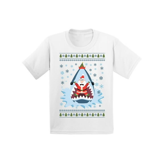 Awkward Styles Christmas T-Shirt for Baby Boys Girls Xmas Santa in Shark Baby Shirt