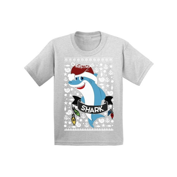 Awkward Styles Christmas T-Shirt for Boys Girls Blue Xmas Shark Toddler Shirt