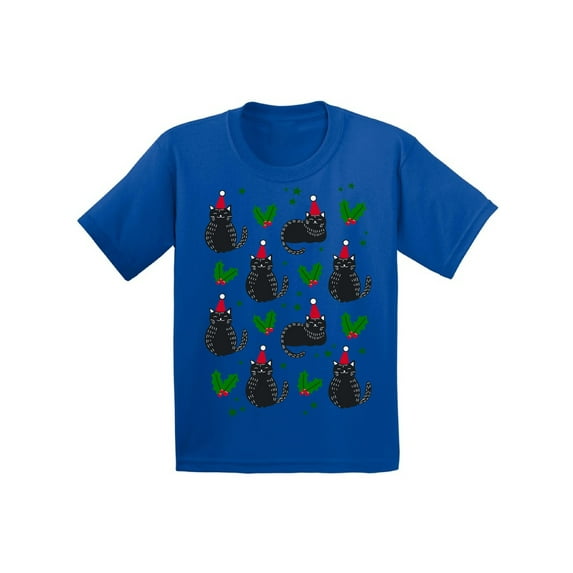 Awkward Styles Christmas T-Shirt for Boys Girls Cat Xmas Pattern Toddler Shirt