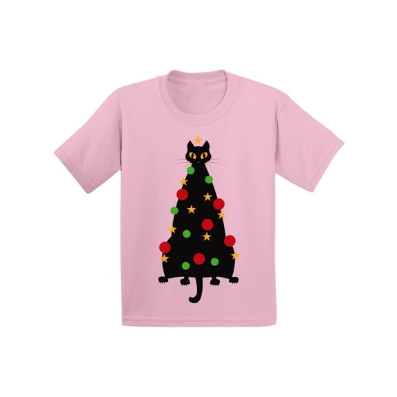 Awkward Styles Christmas T-Shirt for Boys Girls Cat Xmas Tree Toddler Shirt