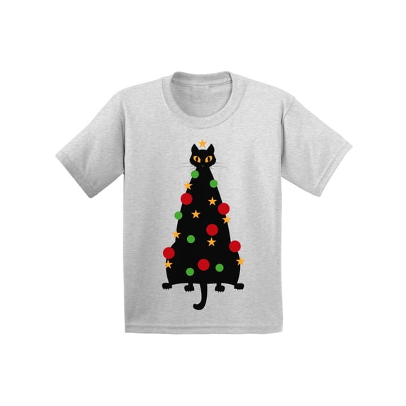 Awkward Styles Christmas T-Shirt for Boys Girls Cat Xmas Tree Toddler Shirt