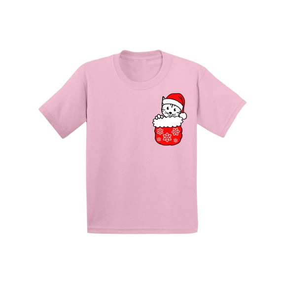 Awkward Styles Christmas T-Shirt for Boys Girls Little Xmas Cat Toddler Shirt Pocket Print
