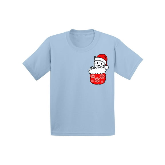 Awkward Styles Christmas T-Shirt for Boys Girls Little Xmas Cat Toddler Shirt Pocket Print