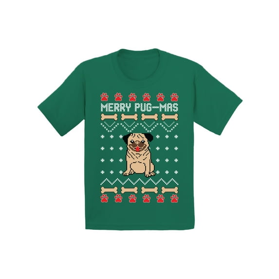 Awkward Styles Christmas T-Shirt for Boys Girls Merry Pugmas Dog Pattern Toddler Shirt