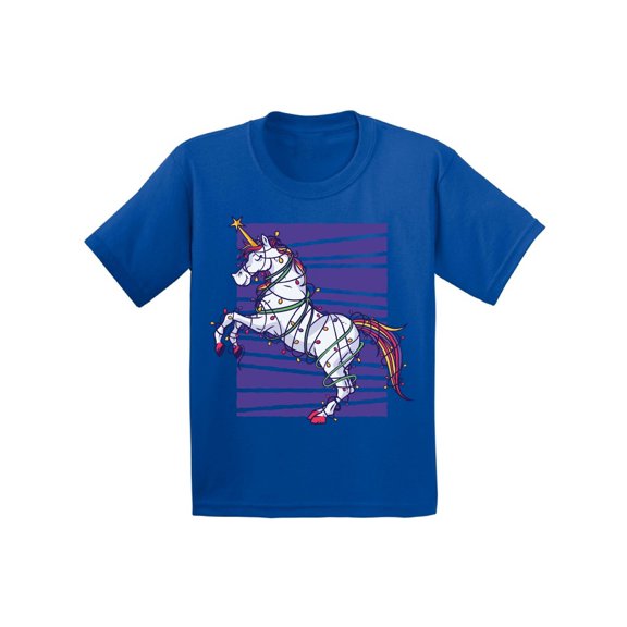 Awkward Styles Christmas T-Shirt for Boys Girls Purple Xmas Unicorn Toddler Shirt