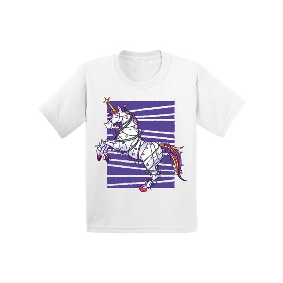 Awkward Styles Christmas T-Shirt for Boys Girls Purple Xmas Unicorn Toddler Shirt