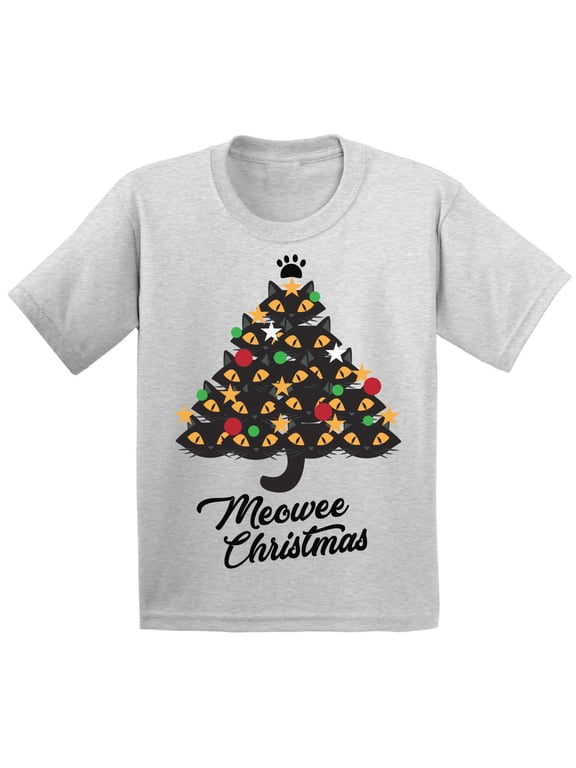 Christmas T-Shirt for Boys Girls Xmas Cat Toddler Shirt