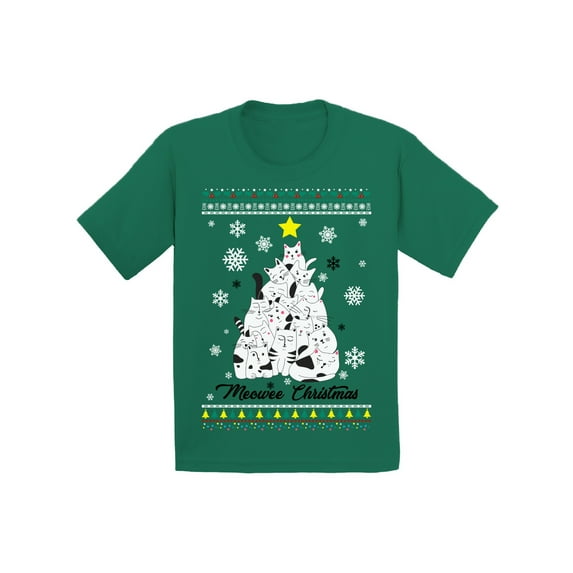 Awkward Styles Christmas T-Shirt for Boys Girls Xmas Meowee Toddler Shirt