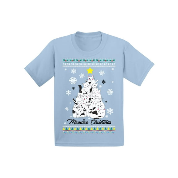Awkward Styles Christmas T-Shirt for Boys Girls Xmas Meowee Toddler Shirt