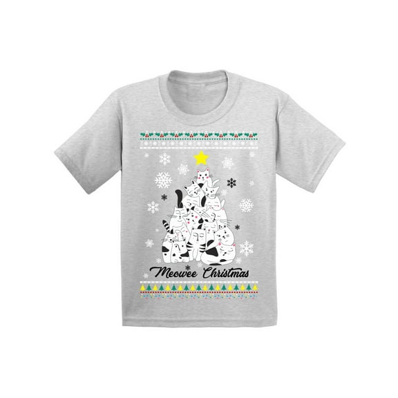 Awkward Styles Christmas T-Shirt for Boys Girls Xmas Meowee Toddler Shirt