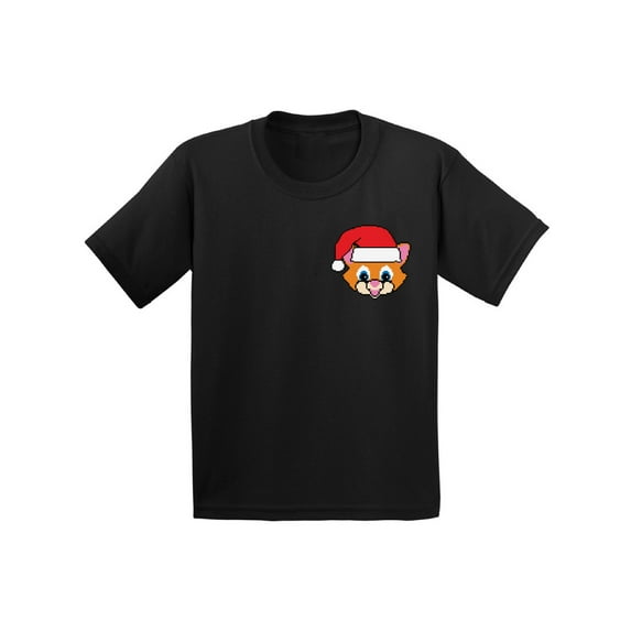 Awkward Styles Christmas T-Shirt for Boys Girls Xmas Santa Cat Toddler Shirt Pocket Print