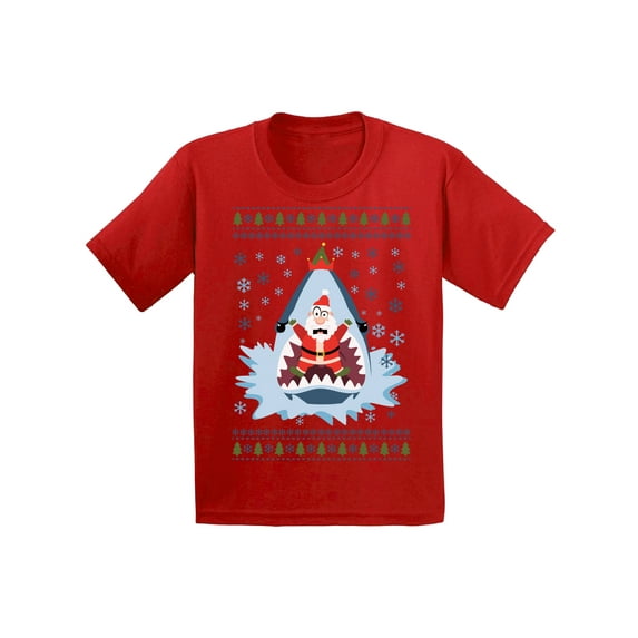 Awkward Styles Christmas T-Shirt for Boys Girls Xmas Santa in Shark Toddler Shirt