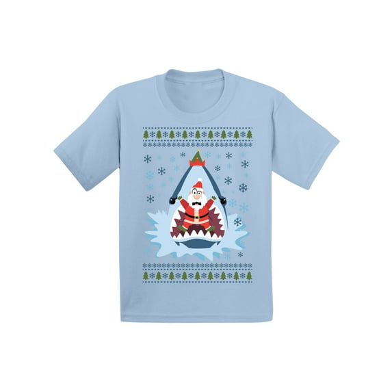 Awkward Styles Christmas T-Shirt for Boys Girls Xmas Santa in Shark Toddler Shirt
