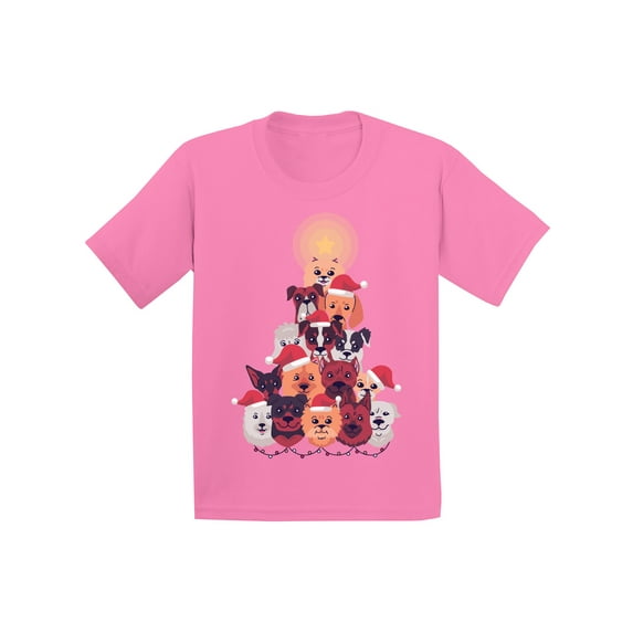 Awkward Styles Christmas T-Shirt for Girls Boys Dog Xmas Tree Kids T Shirts