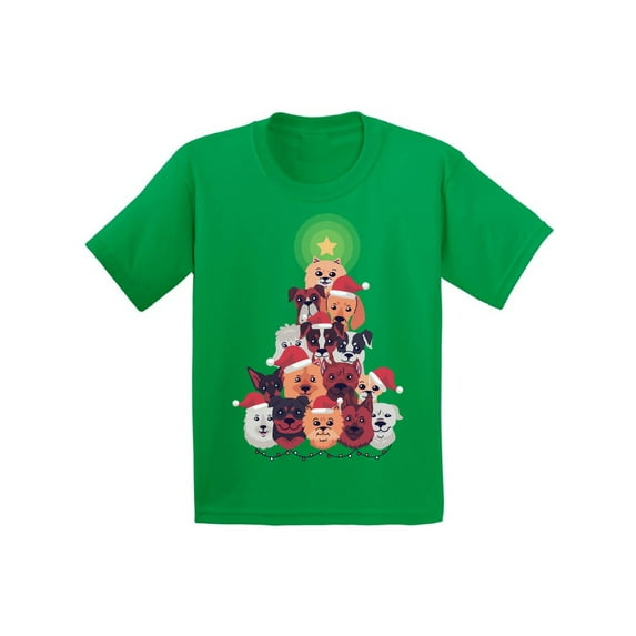 Awkward Styles Christmas T-Shirt for Girls Boys Dog Xmas Tree Kids T Shirts