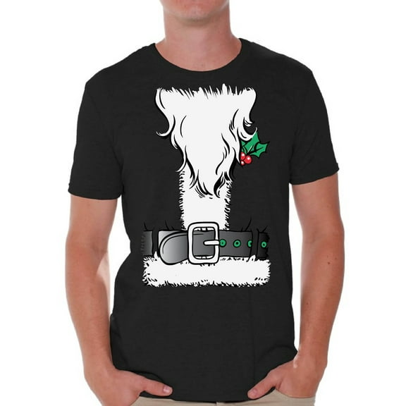 Awkward Styles Christmas Tuxedo Shirt for Men Santa Suit Holiday Party Xmas Santa Claus Beard Graphic Holiday Party Tee For Guys Christmas Party Shirt