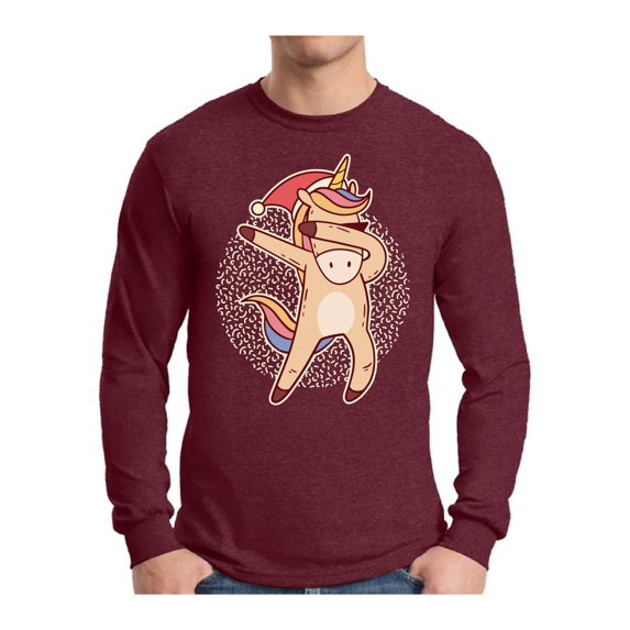 Awkward Styles Christmas Unicorn Xmas Sweater Long Sleeve T-Shirt for Men