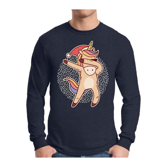 Awkward Styles Christmas Unicorn Xmas Sweater Long Sleeve T-Shirt for Men