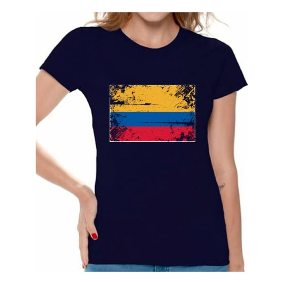 Awkward Styles Colombia Flag Shirt for Women Colombian Soccer 2018 Tshirt Gifts from Colombia Flag of Colombia Colombian Women Colombia Shirts for Women Colombia 2018 Tshirt Colombian Gifts for Her