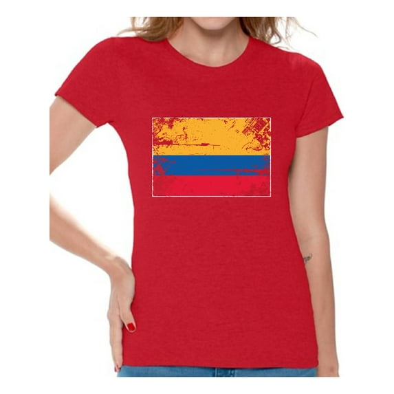 Awkward Styles Colombia Flag Shirt for Women Colombian Soccer 2018 Tshirt Gifts from Colombia Flag of Colombia Colombian Women Colombia Shirts for Women Colombia 2018 Tshirt Colombian Gifts for Her