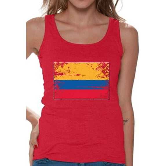Awkward Styles Colombia Flag Tank Top for Women Colombian Tanks Colombian Women Gifts from Colombia Flag of Colombia Colombia Sleeveless Shirt Colombian Tshirt Colombian Flag Gift Colombia Tank Top
