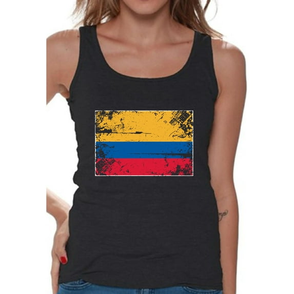 Awkward Styles Colombia Flag Tank Top for Women Colombian Tanks Colombian Women Gifts from Colombia Flag of Colombia Colombia Sleeveless Shirt Colombian Tshirt Colombian Flag Gift Colombia Tank Top