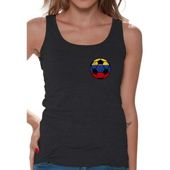Awkward Styles Colombia Soccer Tank Top for Women Colombia Sleeveless Shirts Colombia Tank Top for Women Colombian Gifts for Her Colombia Football Tshirt Colombia Soccer Ball Tank Top