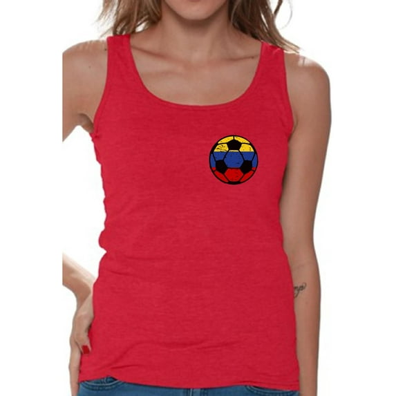 Awkward Styles Colombia Soccer Tank Top for Women Colombia Sleeveless Shirts Colombia Tank Top for Women Colombian Gifts for Her Colombia Football Tshirt Colombia Soccer Ball Tank Top