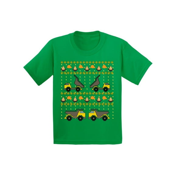 Awkward Styles Construction Truck Christmas Shirt for Kids Christmas T Shirt Toy Truck Youth Shirt for Xmas Funny Christmas Gifts for Kids Holiday Tshirt Christmas Shirts for Boys and Girls
