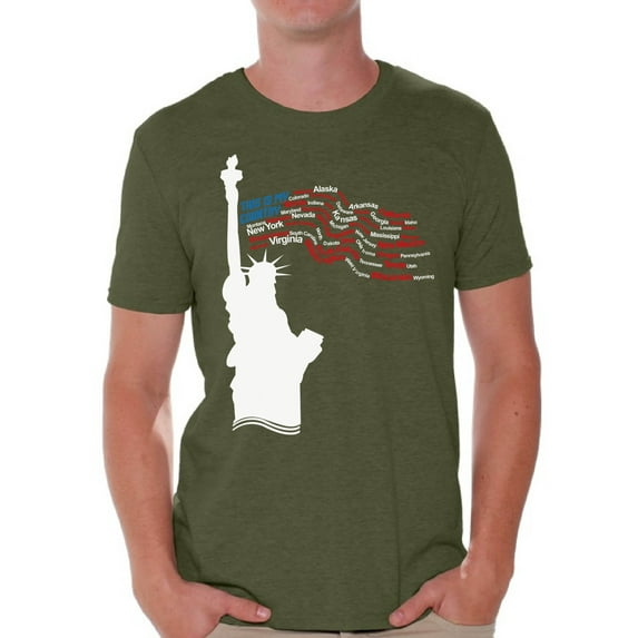 Awkward Styles This Is My Country T Shirt for Men USA States Patriotic Mens Tee Shirt Tops Liberty Statue Tshirt Indepencence Day Celebration Shirt Fourth of July Gifts for Men