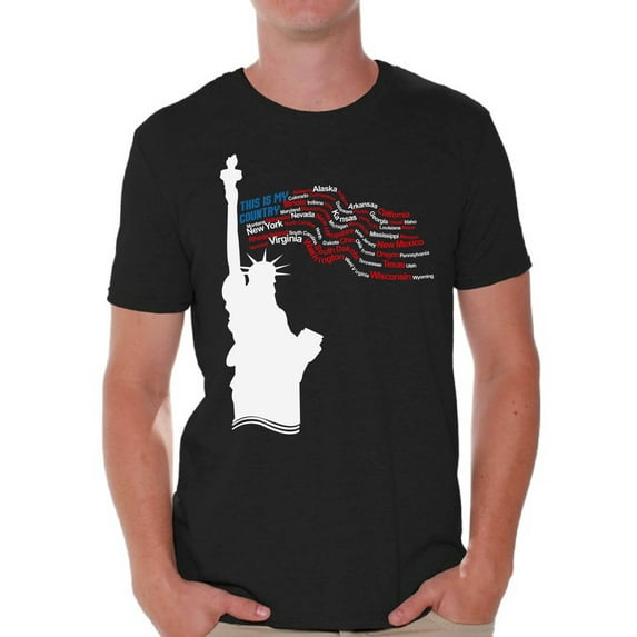 Awkward Styles This Is My Country T Shirt for Men USA States Patriotic Mens Tee Shirt Tops Liberty Statue Tshirt Indepencence Day Celebration Shirt Fourth of July Gifts for Men