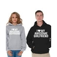 thumbnail image 1 of Awkward Styles Couple Hoodies Boyfriend and Girlfriend Matching Couple Sweaters for Valentines Day I Love My Awesome Boyfriend Hooded Sweatshirt for Her I Love My Awesome Girlfriend Hoodie for Him, 1 of 5