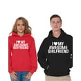 thumbnail image 1 of Awkward Styles Couple Hoodies Boyfriend and Girlfriend Matching Couple Sweaters for Valentines Day I Love My Awesome Boyfriend Hooded Sweatshirt for Her I Love My Awesome Girlfriend Hoodie for Him, 1 of 5