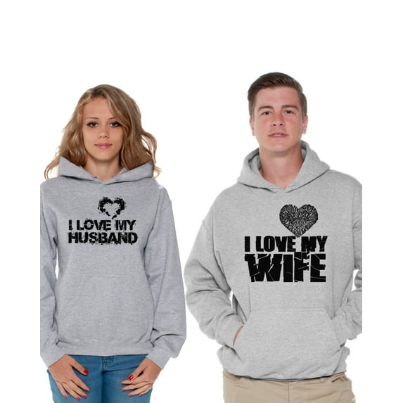 Awkward Styles Couple Hoodies I Love My Husband Sweatshirt I Love My Wife Sweater Matching Husband Wife Couple Sweaters Valentines Day Outfit Anniversary Gifts His and Hers Matching Couple Sweaters