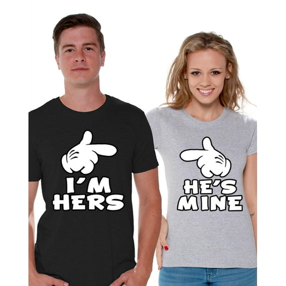 Awkward Styles Couple Matching Shirts I'm Hers He's Mine Shirts Matching Boyfriend and Girlfriend Shirts for Couples Cute Couple Husband and Wife Matching T Shirts Valentine's Day Gift for Couples