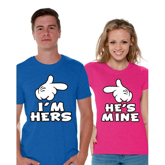 Awkward Styles Couple Matching Shirts I'm Hers He's Mine Shirts Matching Boyfriend and Girlfriend Shirts for Couples Cute Couple Husband and Wife Matching T Shirts Valentine's Day Gift for Couples