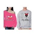 thumbnail image 1 of Awkward Styles Couple Sweatshirts for Husband and Wife I Love My Husband I Love My Wife Sweaters for Couples Best Husband Sweater Best Wife Off the Shoulder Sweatshirt Valentines Day Anniversary Gift, 1 of 5