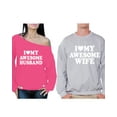 thumbnail image 1 of Awkward Styles Couple Sweatshirts Husband Wife Matching Couple Sweaters Valentine's Day I Love My Awesome Husband Off Shoulder Sweatshirt I Love My Awesome Wife Sweater Cute Anniversary Couples Gift, 1 of 5