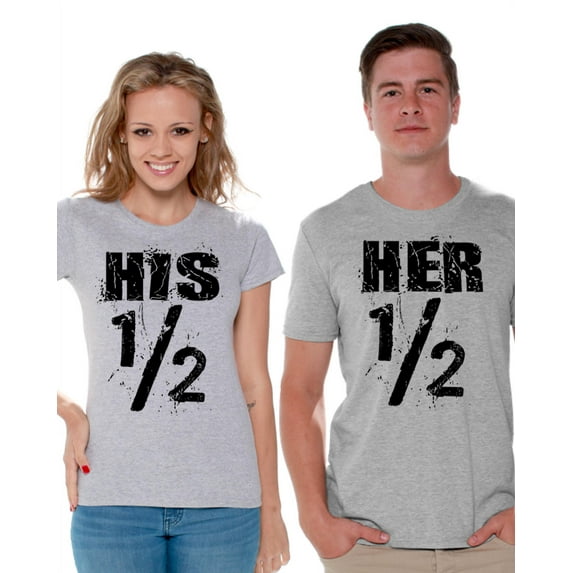 Awkward Styles Couples Shirts Matching Couple Shirts His Half Her Half T-shirts for Couples Funny Couples Gifts for Valentines Day His Half Shirt Her Half Shirt Couples Matching Cute Shirts