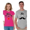 thumbnail image 1 of Awkward Styles Couples Shirts Matching Couple Shirts Mr. and Mrs. T-shirts for Couples Anniversary Gifts for Couples Mrs Glasses and Mr Mustache Funny Couple Shirts Valentine Gifts for Couples, 1 of 5