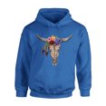 thumbnail image 1 of Awkward Styles Cow Skull Flowers Hooded Sweatshirt Sugar Skull Hoodie Men's Skull Hoodie Women's Skull Clothing Floral Skull Hoodie Sweatshirt Dia de los Muertos Gifts Day of the Dead Hoodies, 1 of 5