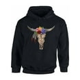 thumbnail image 1 of Awkward Styles Cow Skull Flowers Hooded Sweatshirt Sugar Skull Hoodie Men's Skull Hoodie Women's Skull Clothing Floral Skull Hoodie Sweatshirt Dia de los Muertos Gifts Day of the Dead Hoodies, 1 of 5