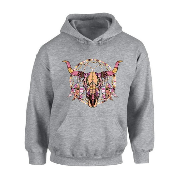 Awkward Styles Cow Skull Hooded Sweatshirt Dia de los Muertos Gifts for Women Day of the Dead Hoodie for Men Skull Sweatshirt Sugar Skull Hoodie Sweater Cow Skull Sweater Dreamcatcher Skull Hoodie