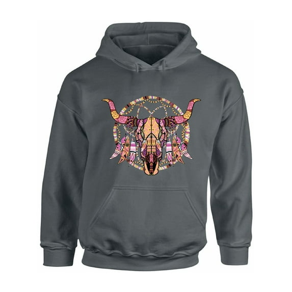 Awkward Styles Cow Skull Hooded Sweatshirt Dia de los Muertos Gifts for Women Day of the Dead Hoodie for Men Skull Sweatshirt Sugar Skull Hoodie Sweater Cow Skull Sweater Dreamcatcher Skull Hoodie