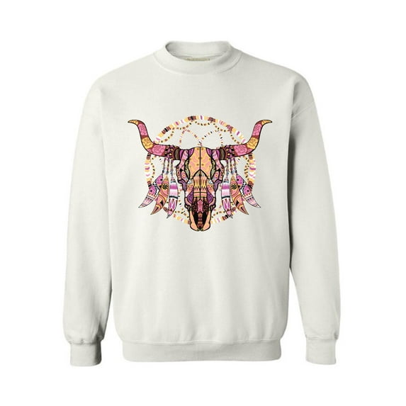 Awkward Styles Cow Skull Sweatshirt Day of the Dead Gifts for Women Men's Skull Sweater Sugar Skull Sweatshirt Gifts for Dia de los Muertos Skull Clothing Dreamcatcher Sweater Mosaic Cow Skull Jumper