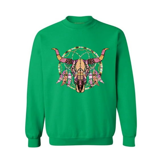 Awkward Styles Cow Skull Sweatshirt Day of the Dead Gifts for Women Men's Skull Sweater Sugar Skull Sweatshirt Gifts for Dia de los Muertos Skull Clothing Dreamcatcher Sweater Mosaic Cow Skull Jumper
