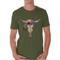 thumbnail image 1 of Awkward Styles Cow Skull Tshirt for Men Floral Cow Skull T Shirt Sugar Skull Shirts for Men Day of the Dead Outfit Dia de los Muertos Gifts for Him Floral Bull Skull Tshirt Bull Skull Flowers Shirt, 1 of 4