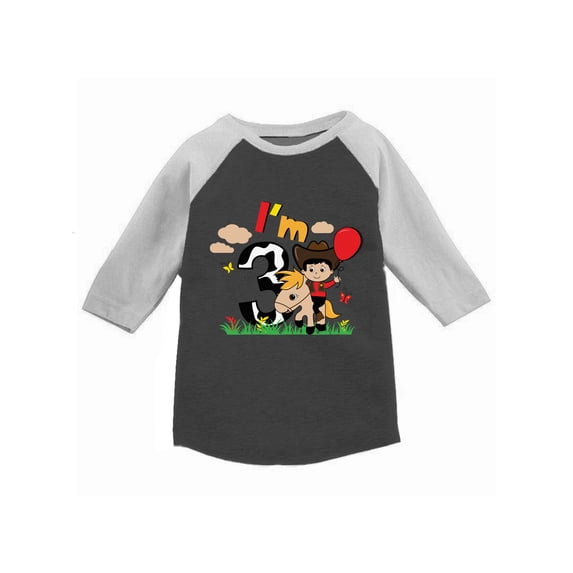 Awkward Styles Cowboy Birthday Toddler Raglan 3rd Birthday Jersey Shirt Cowboy Party Third Birthday Shirt 3rd Year Old Shirt My 3rd Birthday Gifts for Birthday Boy Birthday Gifts