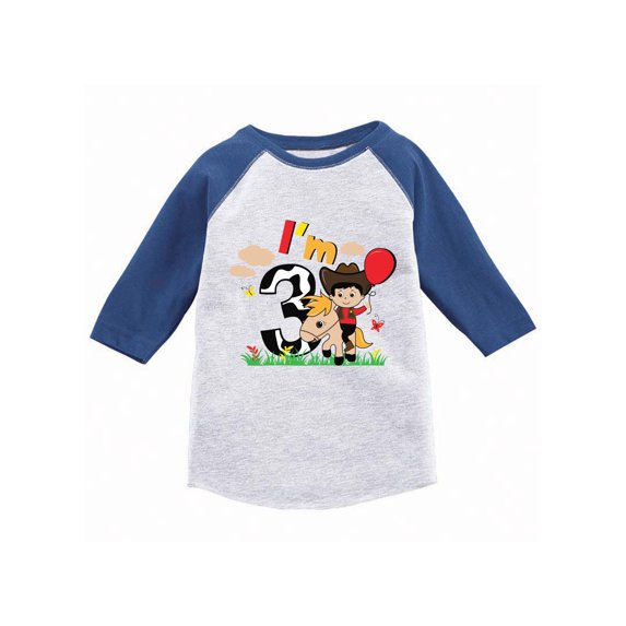 Awkward Styles Cowboy Birthday Toddler Raglan 3rd Birthday Jersey Shirt Cowboy Party Third Birthday Shirt 3rd Year Old Shirt My 3rd Birthday Gifts for Birthday Boy Birthday Gifts