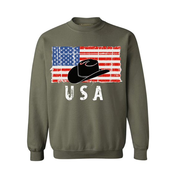 Awkward Styles Cowboy Hat USA Crewneck Made in the USA Texas Men Women Sweatshirt Free to Be Me USA Flag Sweater for Men 51 States USA Flag Sweater for Women United States of America